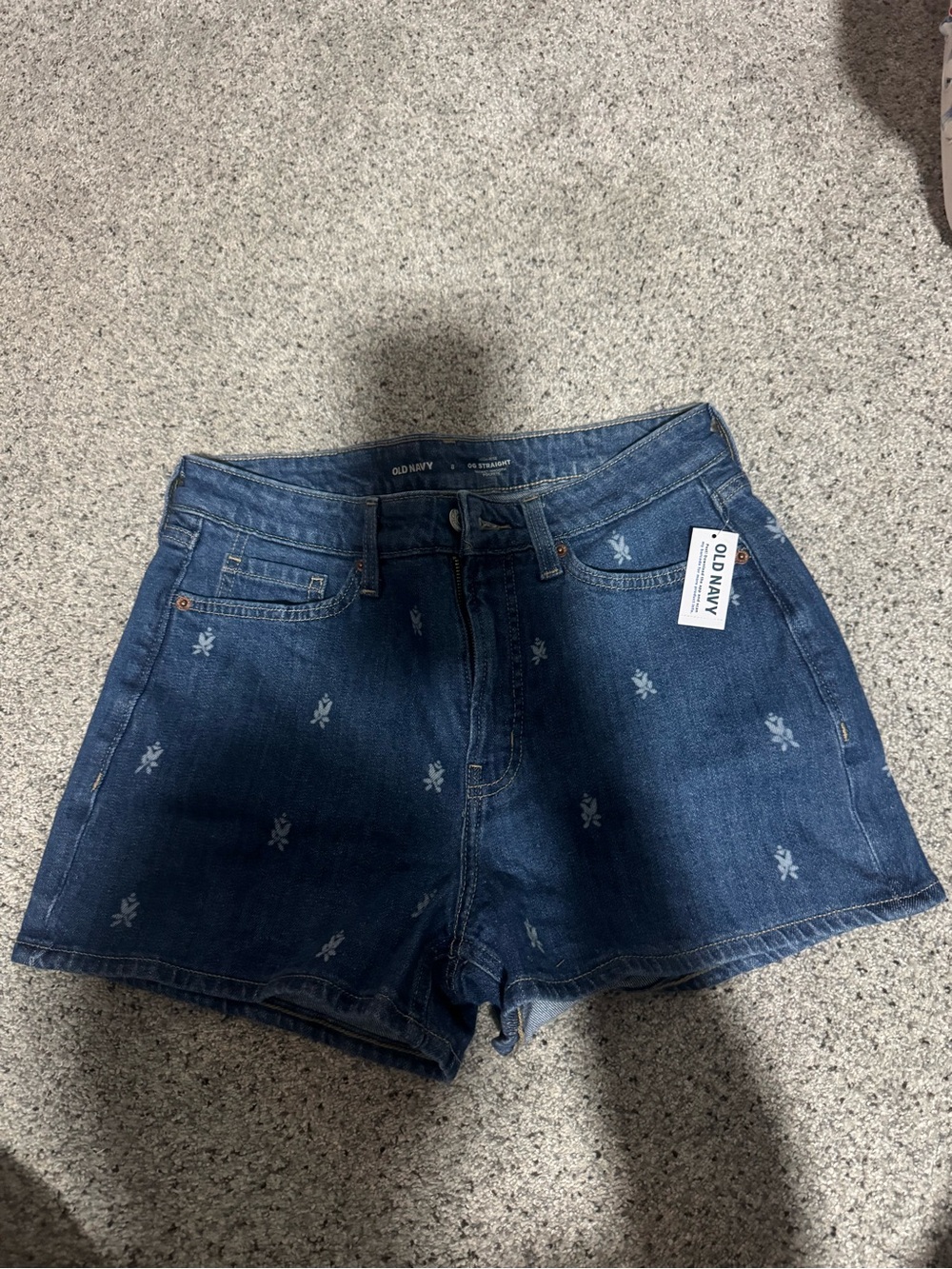 Old Navy Dark Blue Embroidered Denim Shorts